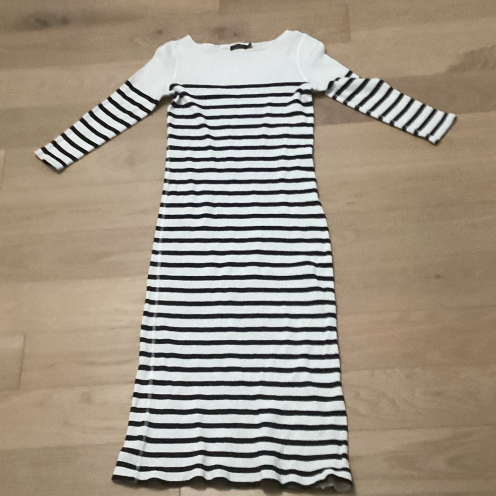 Polo by Ralph Lauren Black and White Striped Maxi Dress